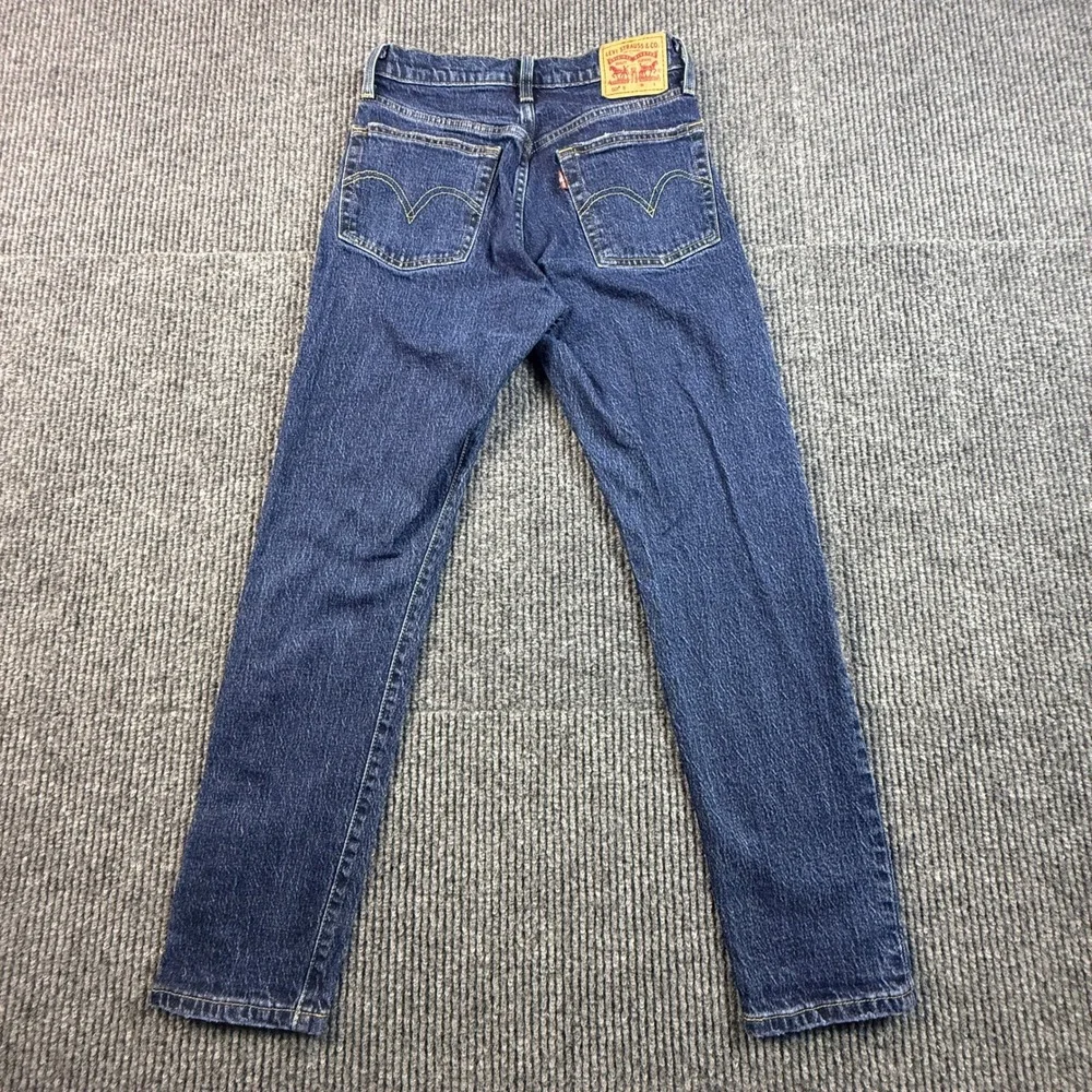 Levis 501 Skinny Jeans Womens 26x28 Dark Wash Distressed Denim 29502-0201